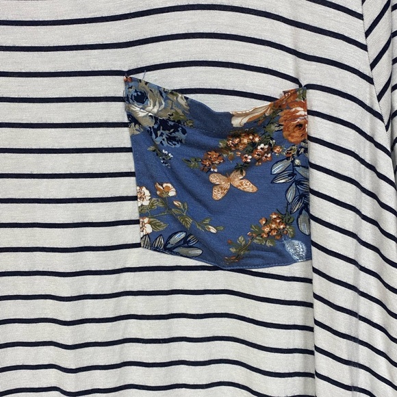 Cato Striped Floral Short Sleeve Top XL - Picture 5 of 6